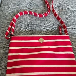 Kate Spade Red and White Striped Crossbody Bag